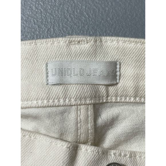 Uniqlo Women's White Mid Rise Straight Tapered Ankle Denim Jeans Pants Size 25 - Picture 5 of 5